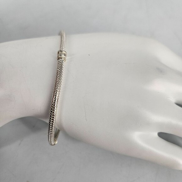 Pandora Moments Snake Chain Charm Bracelet 7.5" Pave Heart Clasp Sterling Silver - Picture 5 of 8